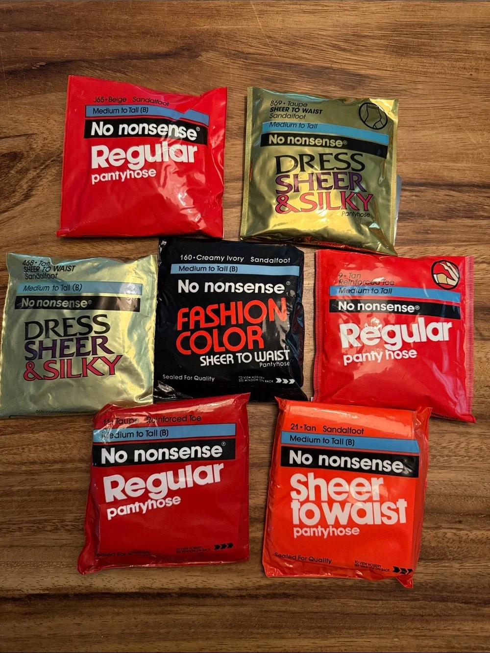 Vintage Deadstock No Nonsense Pantyhose 7 Packs Women Size B NIP